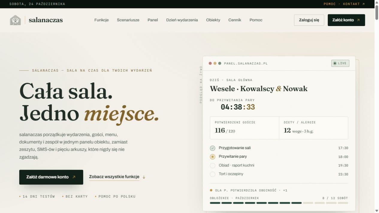 salanaczas.pl - Aplikacja SaaS & Web Design zaprojektowane przez webko