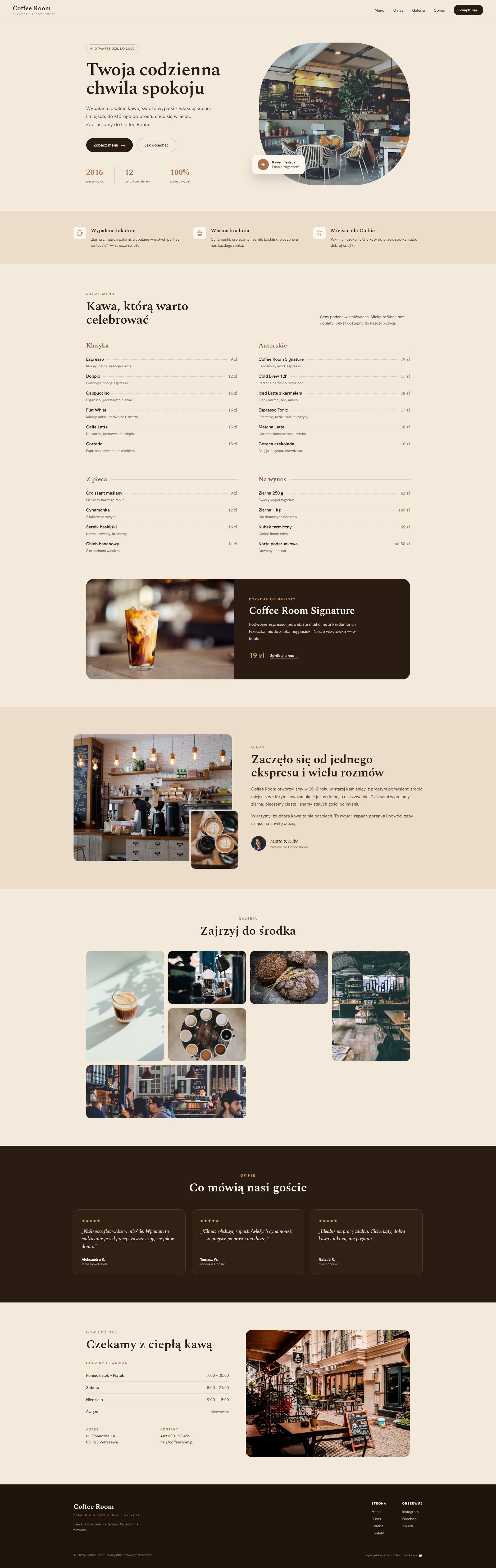 Coffee Room — Strona landing page zaprojektowane przez webko